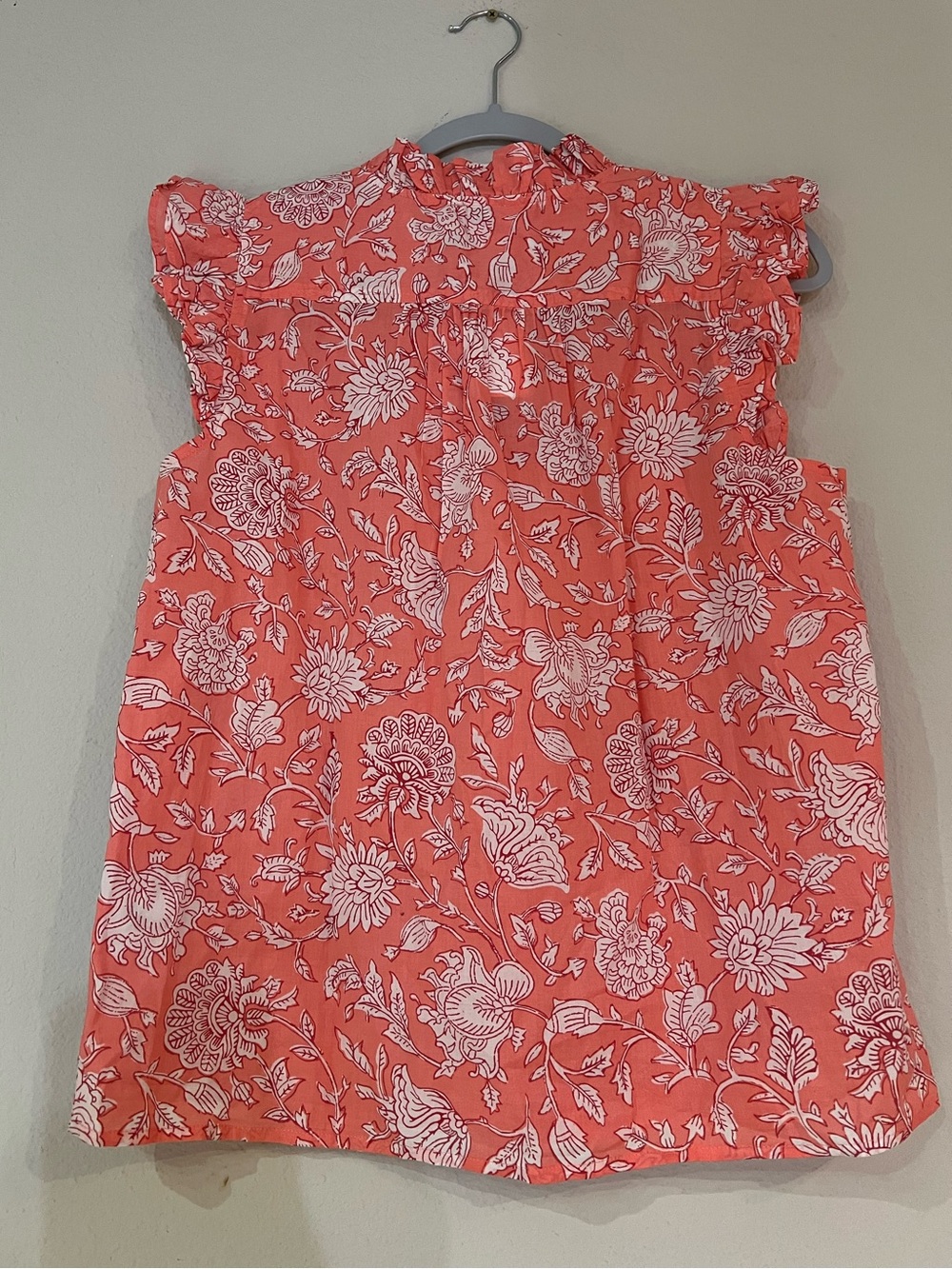 NWT J.‎ Crew ruffle trim sleeveless blouse white and pink floral print button - Picture 5 of 6